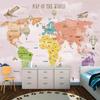3d Kids Room Photo Mural Cartoon Girls Bedroom Pink World Map Airplane Hot Air Balloon Wallpaper Home Decor