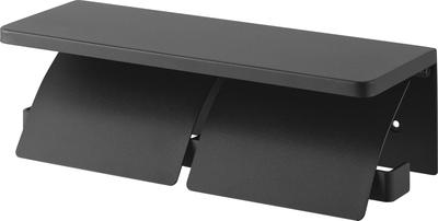 Yamazaki Torre Porta-Papel Higiênico Duplo de Parede com Prateleira, Preto, 28,5cm L x 12cm P x 8,5cm A (Inclui Pinças para Drywall e Parafusos para Madeira),