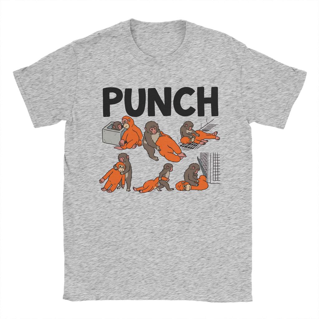 Baby Monkey Punch Monkey T Shirts for Unisex Women Cotton Cool TShirts Crewneck Tee Shirt Short Sleeve Tops Summer