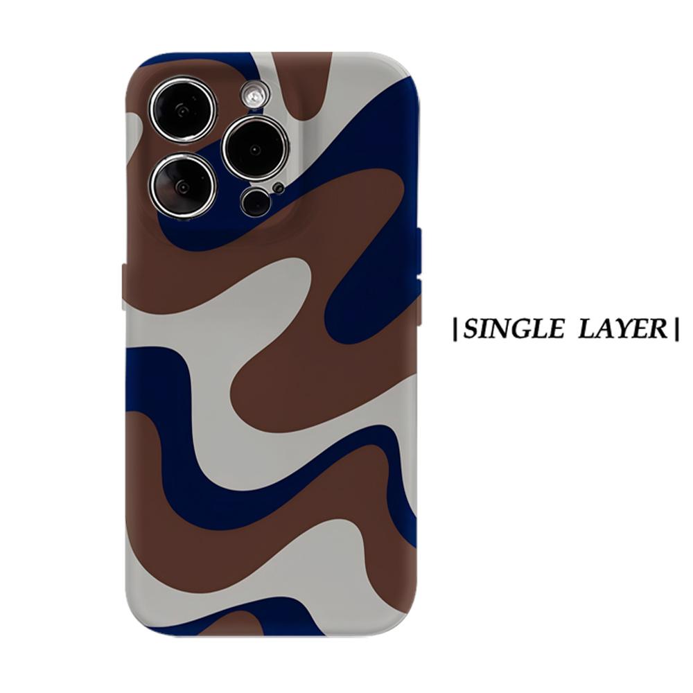 

Brown Navy Swirls Phone Case for IPhone 17AIR 16E 16 15 14 13 12 11 17 Pro Max Plus Double-layer Back Cover IPHONE17PROMAX