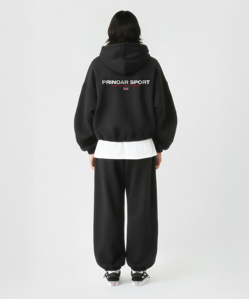 PRINOAR [Fleece Lined] Small Sports String One-Pleat Wide Pants - Black