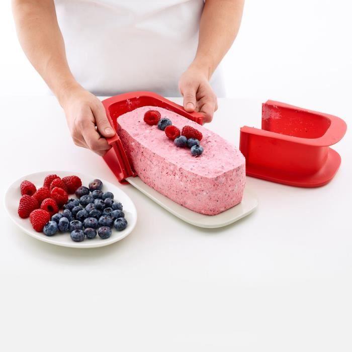 Moule à cake - lékué - 24 cm - démontable - céramique - rouge