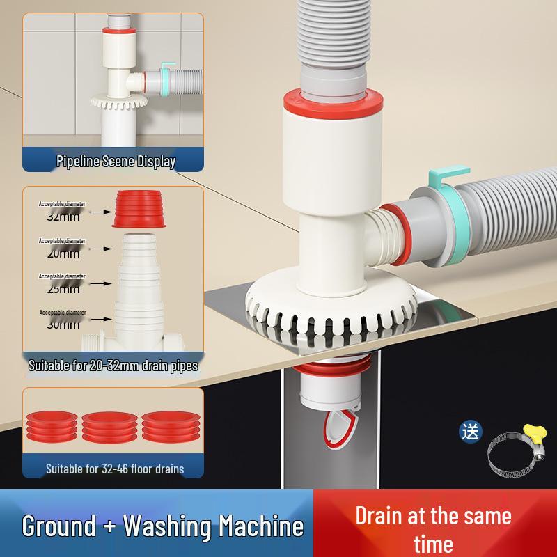 Three-Way Anti-Odor Drain Pipe Connector for Washing Machines