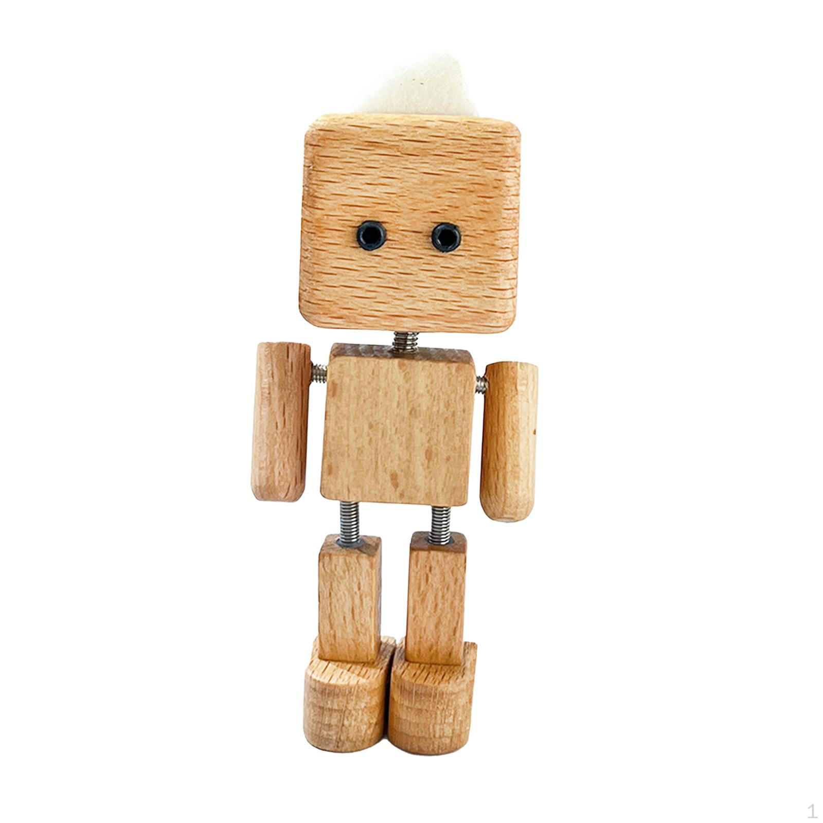 

Shaking Wooden Man Figurine Car Dashboard Decor Versatile Funny Standing Tabletop Decoration for light brown 8.5cm