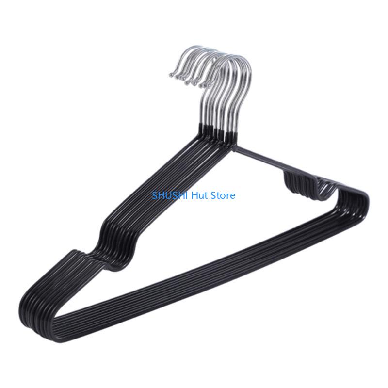 10Pcs Adult Children Metal Clothes Hanger with Plastic Coating Suit Coat Drying Rack Support Hook Non-Slip Dress Holder D57B