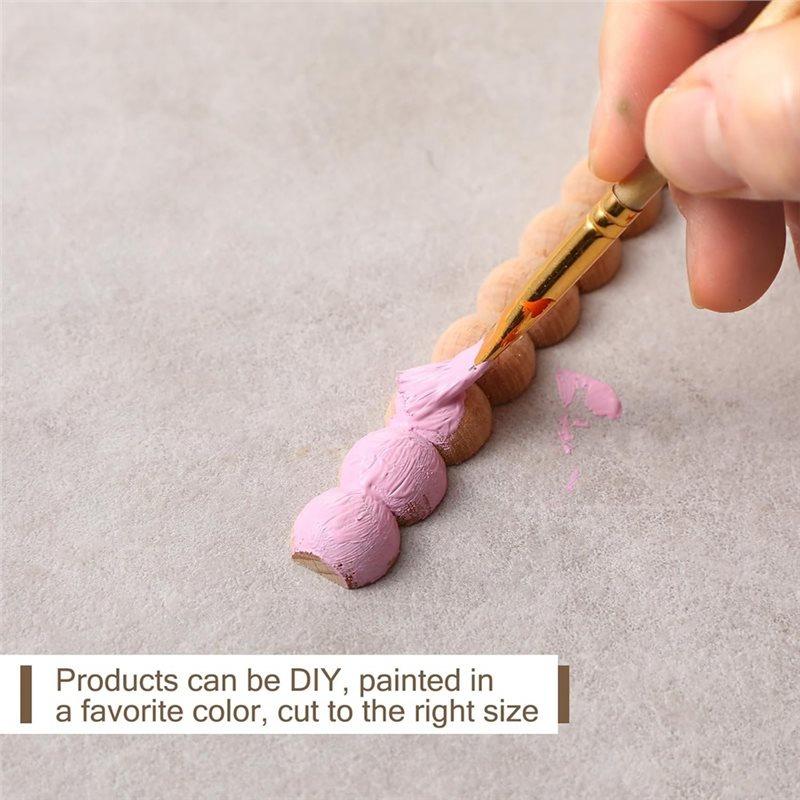 8Pcs Decorative Beaded Wood Trim Half Wooden Beads Trim Molding Unfinished 3D Decorative Bead Pearl Wood Molding for Home