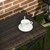 PE Rattan Garden Side Table, Outdoor Coffee Table with X-Shape Frame, Mixed Brown