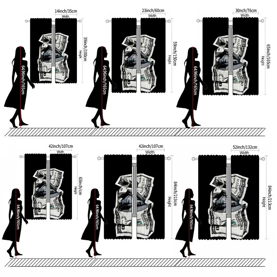 Pleated Us Dollar Bill Printed Curtains Pole Bag Christmas Decorations Daily Home Room Curtain Polyester