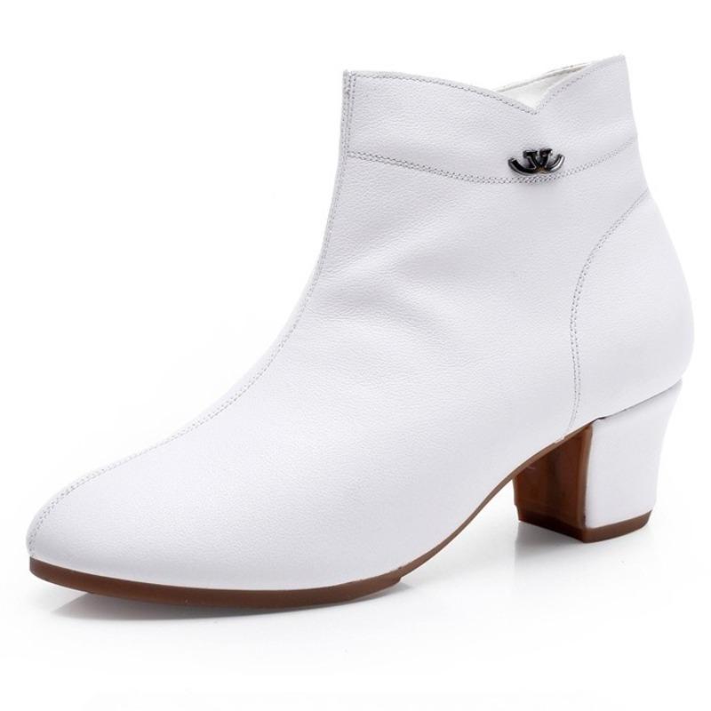 Modische Herbst Winter Stiefel Damen Stiefeletten Schuhe Frau Mode Keilabsatz Absätze Damen Stiefel Hohe Qualität Leder Schuhe Damen Reißverschluss
