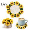 Desktop Plant Pot Stand Crochet Flower Bouquet Coaster, Handmade Knit Rose Mug Mat Transforms Into Bouquet, 2-in-1 Cozy Coffee Bar Decor Drink Coaster