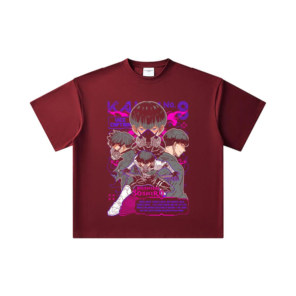 

260 GSM Double Yarn 32 Count 100% Cotton Kaiju No 8 V10 Soshiro Print Unisex Heavy Cotton T Shirt 2XL вина червоного кольору
