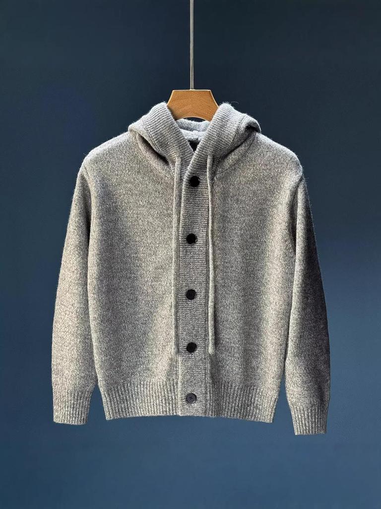 Men's Arctic Velvet Hooded Knit Cardigan Sweater - Trendy, Casual, Loose Fit