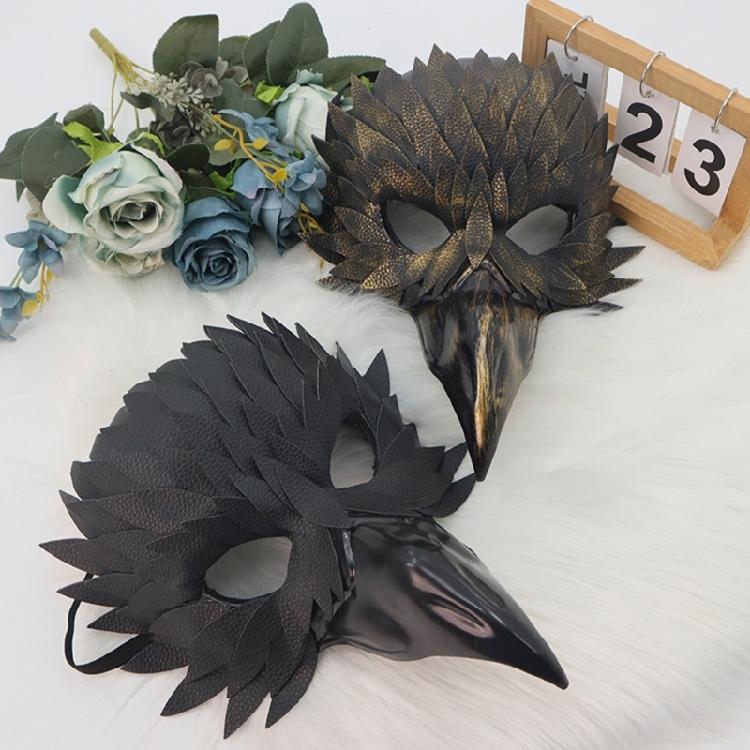 Feather Animal Mask Owl Mask Masquerades Mask Beak Feather Half Face Mask Halloween Cosplay Costume for Women Men Gift