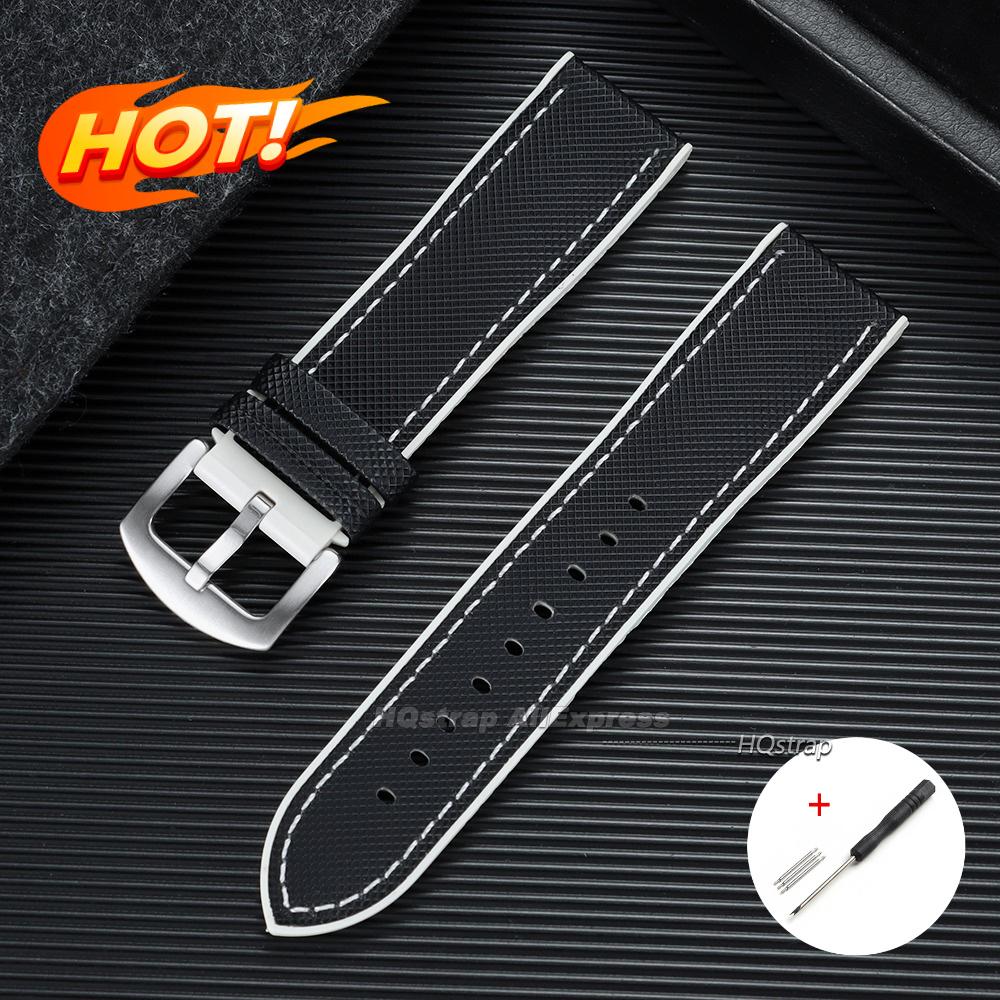 Premium TPU Rubber Nylon Sailcloth Hybrid Watch Strap 18mm 19mm 20mm 21mm 22mm 24mm for Casio for Seiko Band Waterproof Bracelet