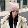 Cat Ear Wool Hat Women's Autumn and Winter New Warm Cute Knitted Hat Casual Hat Soft Warm Pullover for Big Heads, Cute Gift Hat for Cold Weather