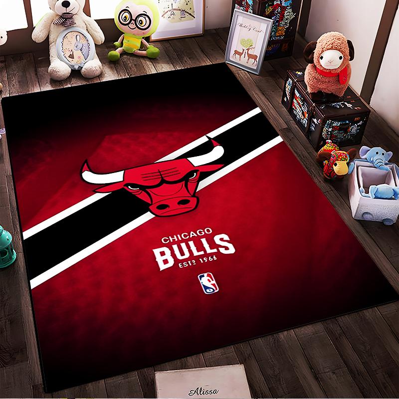 Logo Chicago Bulls w czerwono-czarnym designie Antypoślizgowy dywanik odpowiedni do salonu i sypialni sofy sofy
