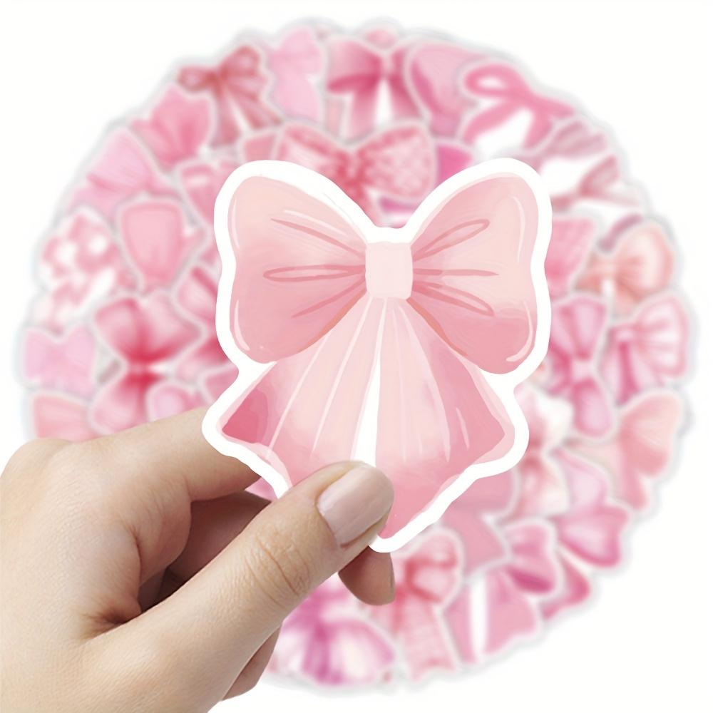 103pcs Pink Bow Graffiti Stickers, Cute Cartoon Aesthetic Waterproof Vinyl Decals, Suitable for Water Bottles, Laptops, Phones