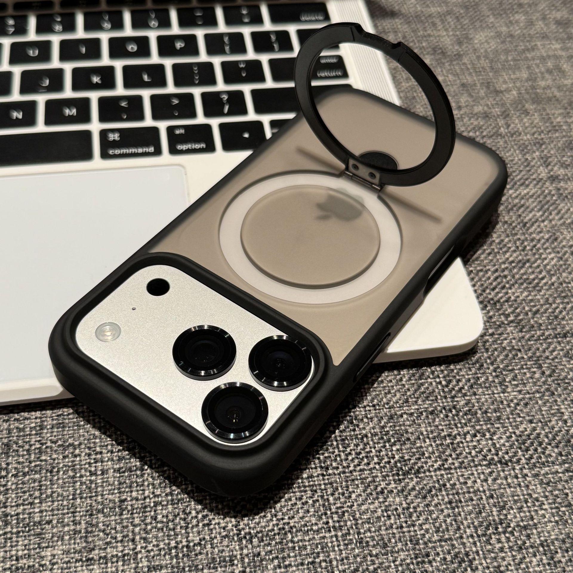 

Matte Phone Cover with Stand Camera Lens Protection for Magsafe Mag Safe Iphone Air 17 Pro Max 16 Pro 15 14 Plus 13 12 11 Magnetic Stand Phone Case iphone 17 pro max чёрный