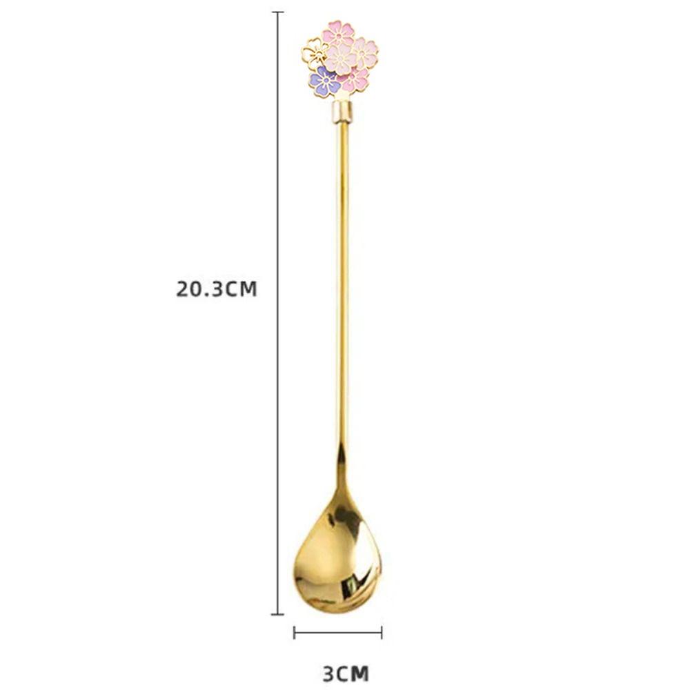 

Cherry Blossoms Coffee Dessert Spoon Long Handle Ice Spoon Tableware Decoration Tea Spoon Coffee золотой