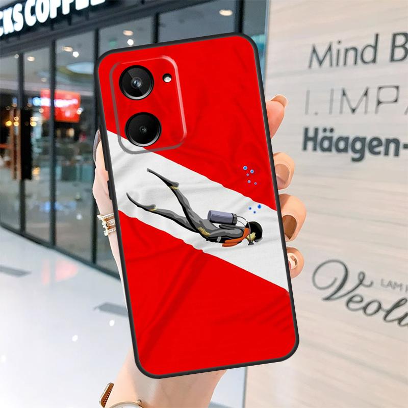 

Diver Down Diving Flag Case For Realme 15 Pro 12 11 13 14 Pro Plus GT6 GT7 C55 C51 C53 C25 C63 C61 C65 C67 C71 C75 Realme C63 4G