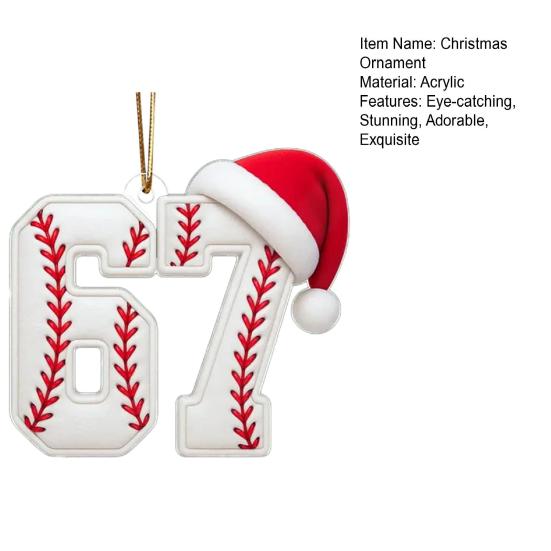 67 Sports Ornaments Novelty Six Seven Christmas Tree Ornament with Sports Ball Theme 2D Acrylic Slang Hanging Decoration for Sport Lovers Teens