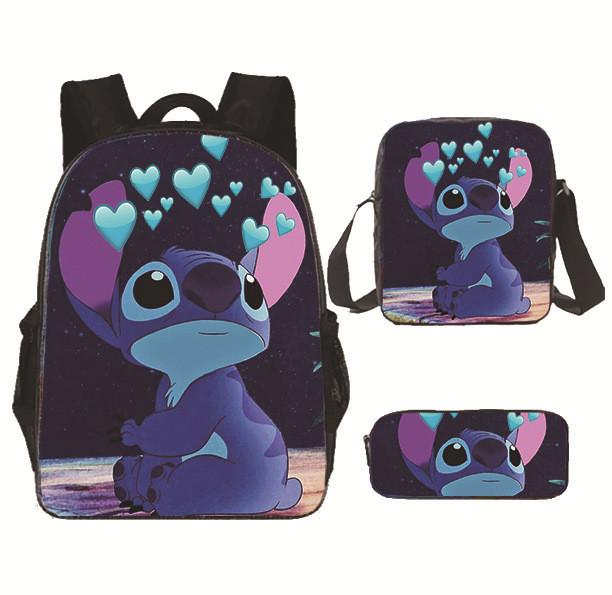 Stitch Backpack Cartoon Set With Lightweight Breathable For Students Elementary