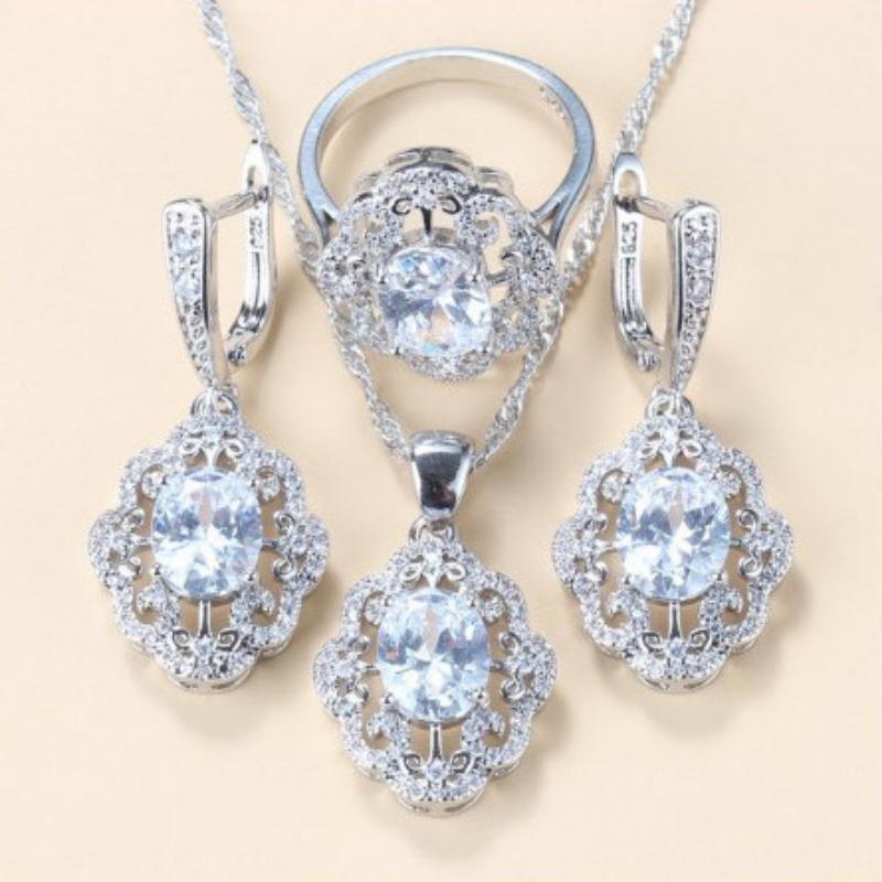 

Комплект украшений из драгоценных камней, подвеска, серьги, ожерелье, кольцо, женский комплект 10#