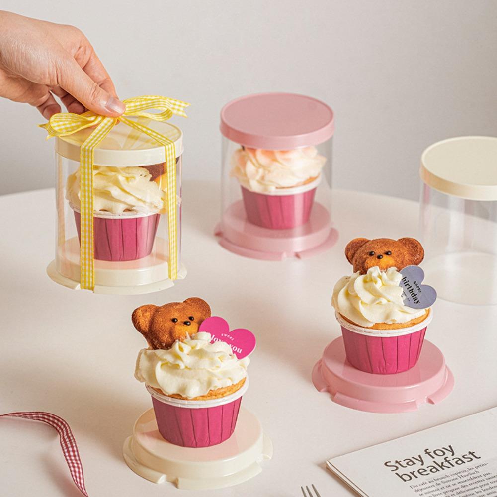 10Pcs Tall Layer Lid Cupcake Box Transparent Cookies Box Baking Dessert Container Wedding Supplies