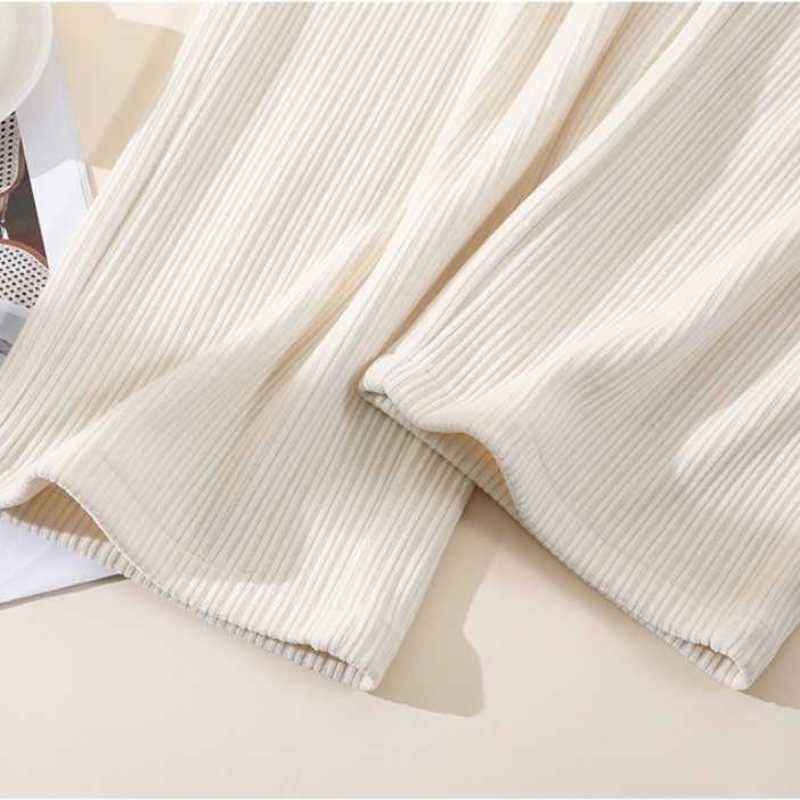Damen Plus Samt Dicker Cord Hohe Taille Chenille Weite Beinhose Herbst Winter Koreanisches Temperament Pendeln Lässige Gerade Bein Warme Hose