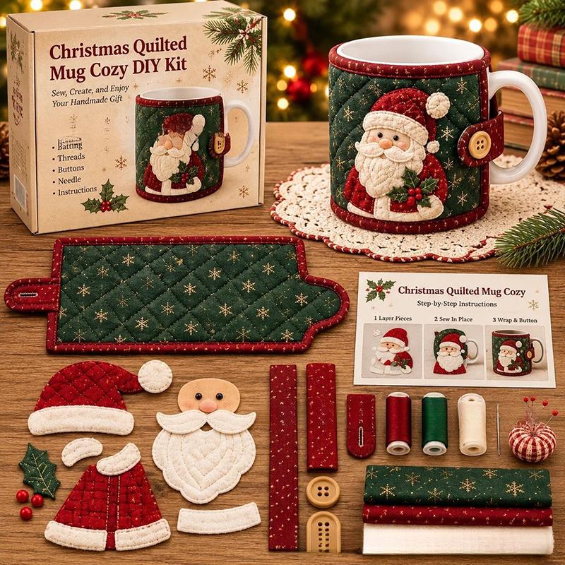 New DIY Christmas Cup Comfortable Sewing Set Christmas Cup Warmth Set Sewing Set Christmas Decorations (Cup not included)