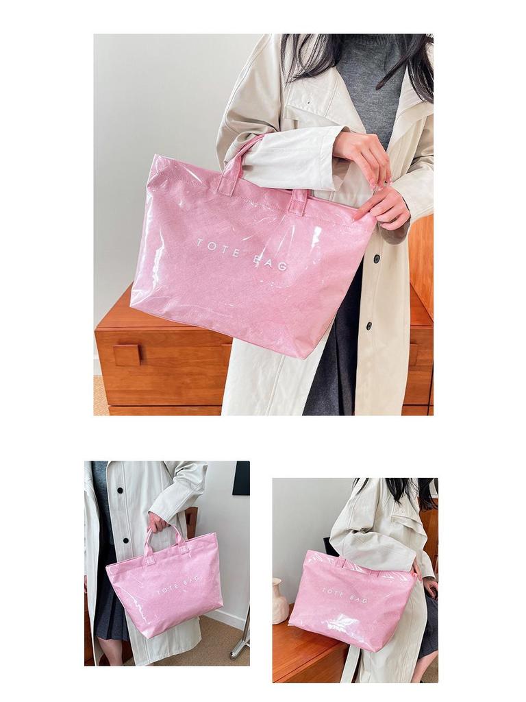 2025 Women's Large Capacity Transparent PVC Handbag - Fashionable, Water-repellent, Simple Style