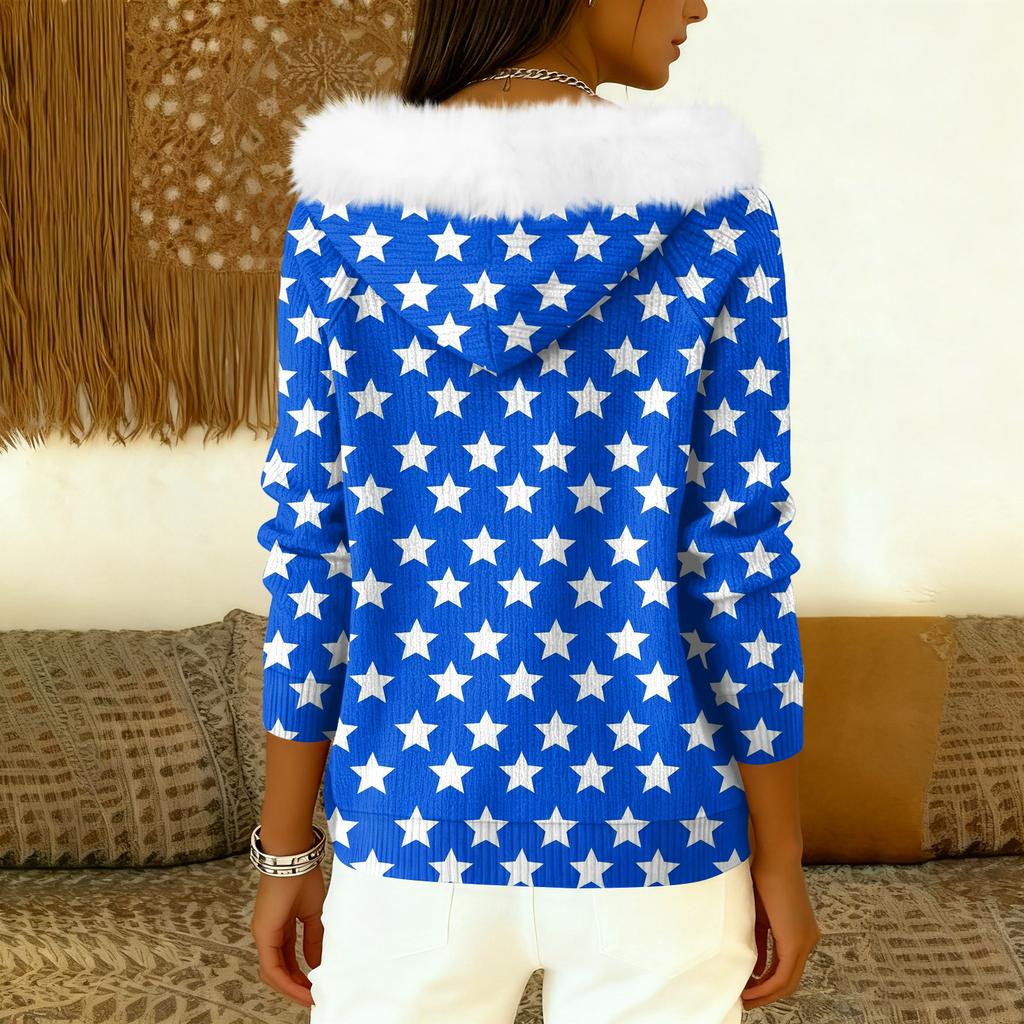 Dámský kabát s dlouhým rukávem a kapucí, zimní teplý kabát-bunda