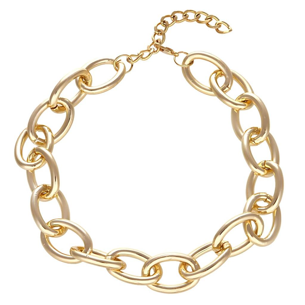 Harujio Chain Necklace Thick Womens Large Silver Gold Extra Choker Dance (Gold)