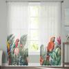 Summer Tropical Rainforest Plants Tulle Window Curtains for Bedroom Luxury Home Decor Drapes in Living Room Chiffon Panels