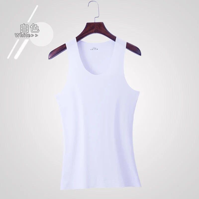 Große Größe Eis Seide Weste Herren grenzenloses Sport-Basisshirt V-Ausschnitt ärmelloses T-Shirt Sommer dünn einfarbig elastisch Herrenbekleidung