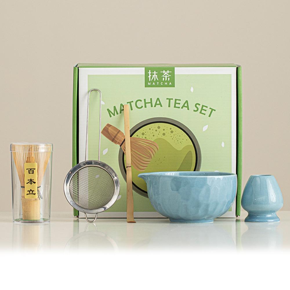 5pcs New Ceramic Japanese Matcha Tea Set Reusable Food Grade Matcha Whisk Set Bamboo Whisk Teaspoon Tea Sets