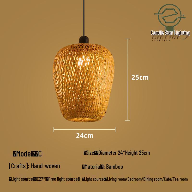 Zen Style Bamboo Rattan Pendant Light for Tea Rooms and Restaurants