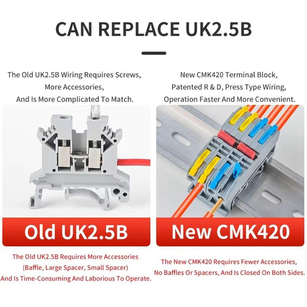 10Pcs CMK420 Din Rail Terminal Block 450V 32A Quick Splice Hub for Electronics Wiring