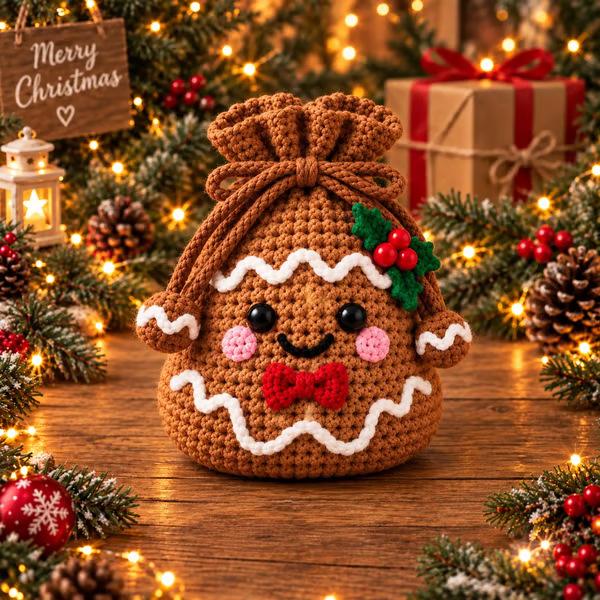 Christmas Crochet Character Gift Pouch Christmas Crochet Gift Bag