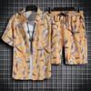 Abbigliamento da spiaggia per uomo Set da 2 pezzi Camicia hawaiana e pantaloncini ad asciugatura rapida Set Abbigliamento moda uomo Stampa Abiti casual estivi