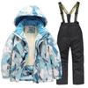 Dětská módní lyžařská souprava Chlapecká a dívčí zateplená voděodolná teplá lyžařská bunda a kalhoty Oblečení set
