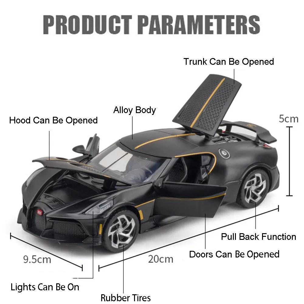 1:24 Bugatti Lavoiturenoire Modello Auto Sportiva in Lega Diecasts & Veicoli Giocattolo Modello Auto in Metallo Suono e Luce di Simulazione Regalo