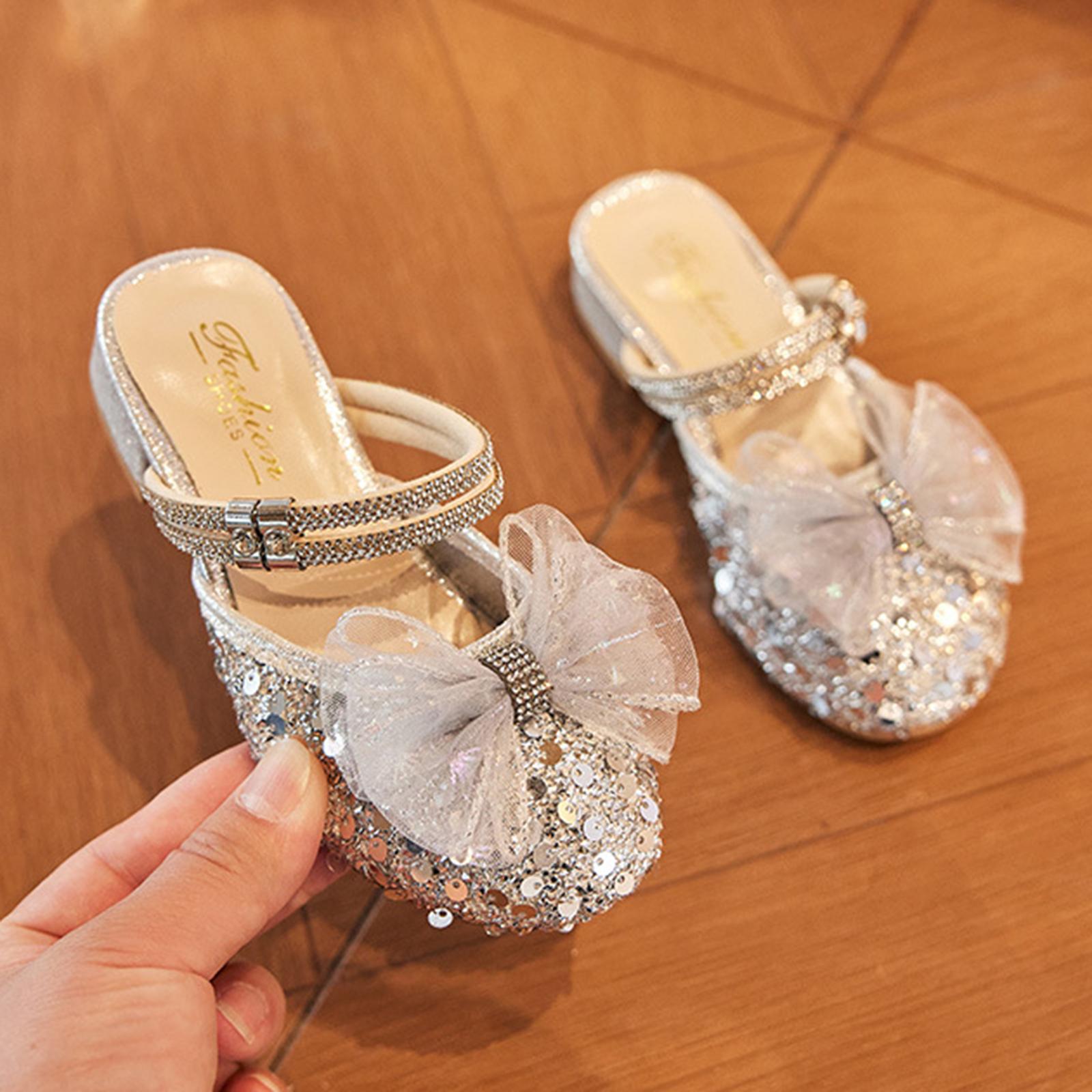 

Girl s Summer Beach Sandals Medium-Large Sizes With Glitter Slippers And Flip Flops 31 срібний