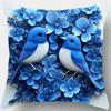 Blauer Vogel und Blumenmuster Kissenbezüge Muster Kissenbezug Geeignet für Sofa Schlafzimmer Auto Kissenbezug