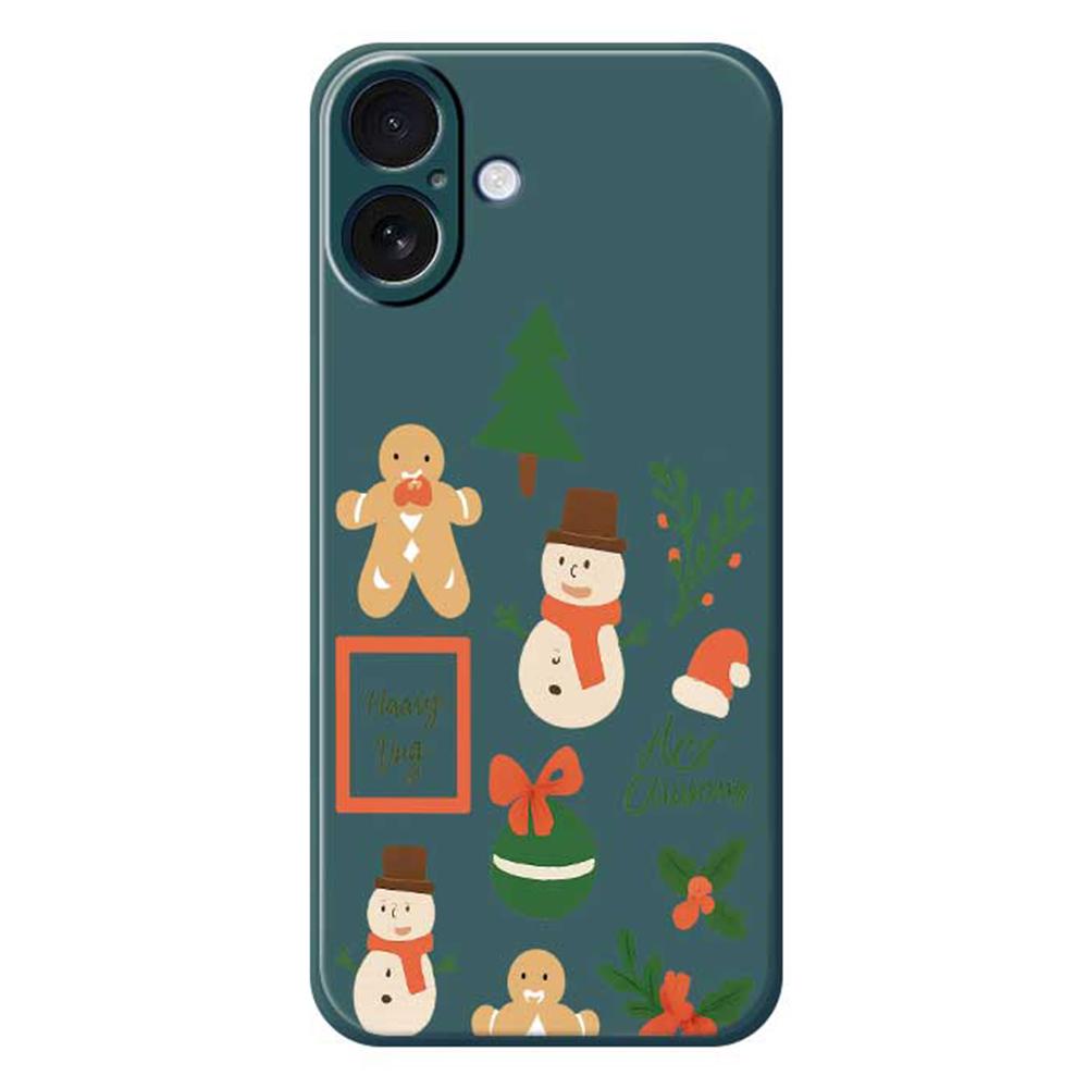 For iPhone 17 Case Christmas Snowman Pattern Printing Straight Edge TPU Phone Back Cover