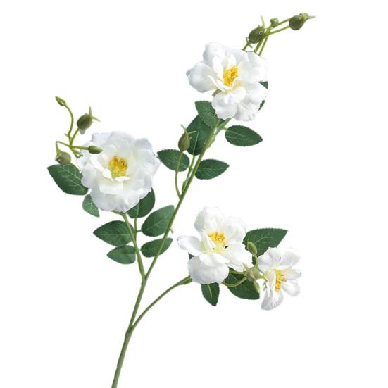 Artificial Chinese Rose Flower with Leaves UV Resistant Fake Silk Flower Wedding Party Table Centerpiece Indoor Outdoor Faux Bloom Decoration