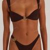 New black premium bikini swimsuit sexy backless metal connection ring swimsuit women