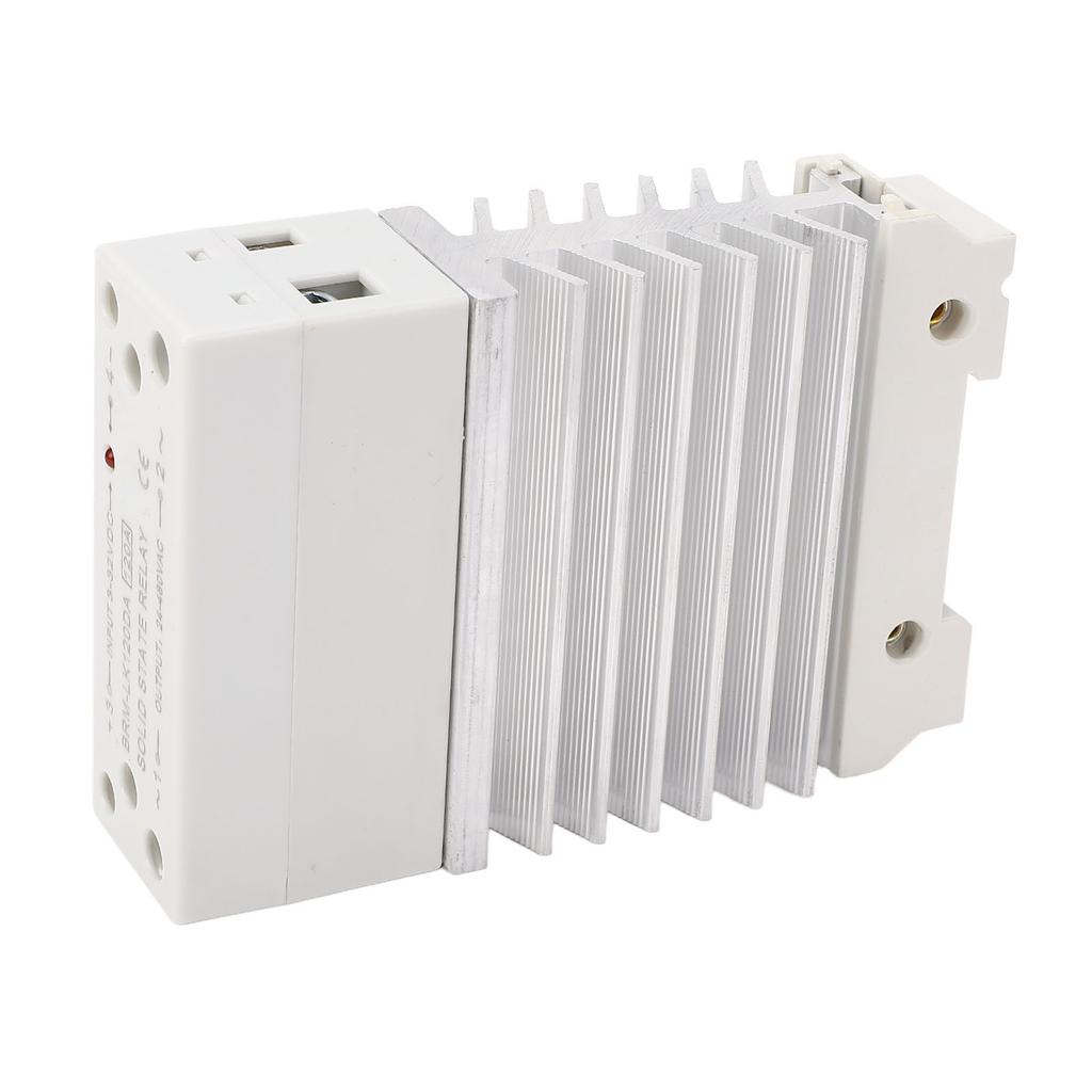 State Relay -AC 120A, Enhanced Heat Dissipation,   Life Single Phase SSR Module with Heat Sink for DIN Rail Installation