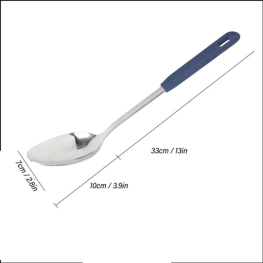 Silicone/Steel Handle Long Handle Spoon 304 Rustless Dinner Scoop Soup Ladle Buffet Serving