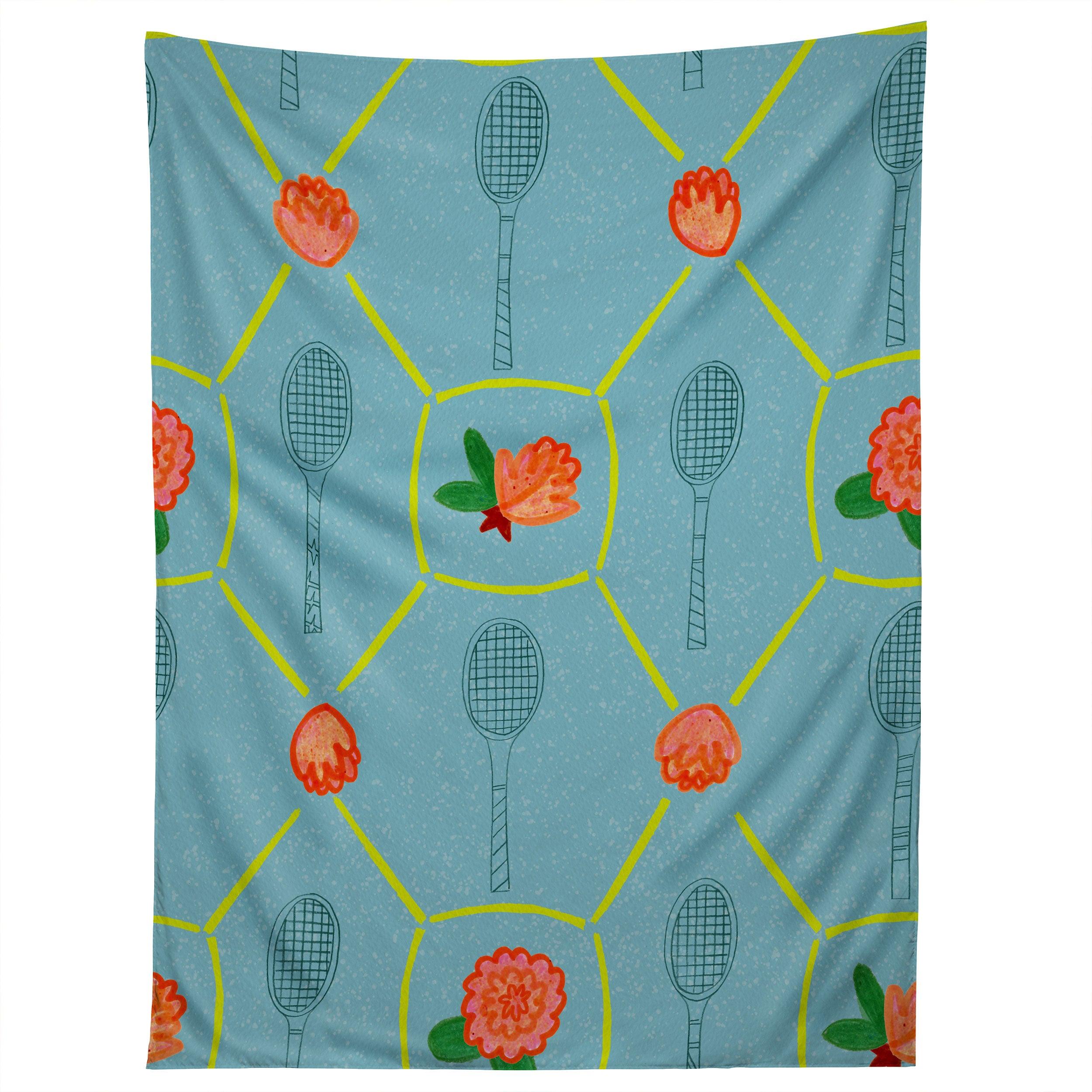 TENNIS RACKETS ROSES tapestry 75x100 чёрный